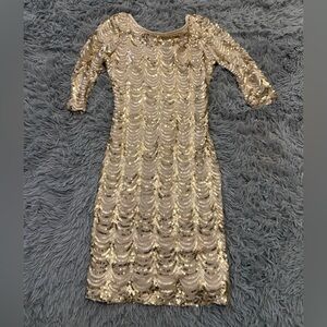 gold sequins cocktail dress